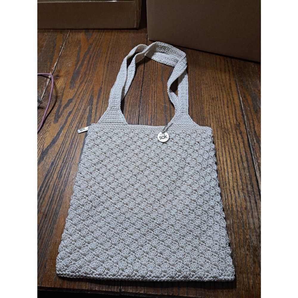The Sak Cream Ivory Macreme Crochet Type Purse Hand Bag Shoulder Bag Pocket Book